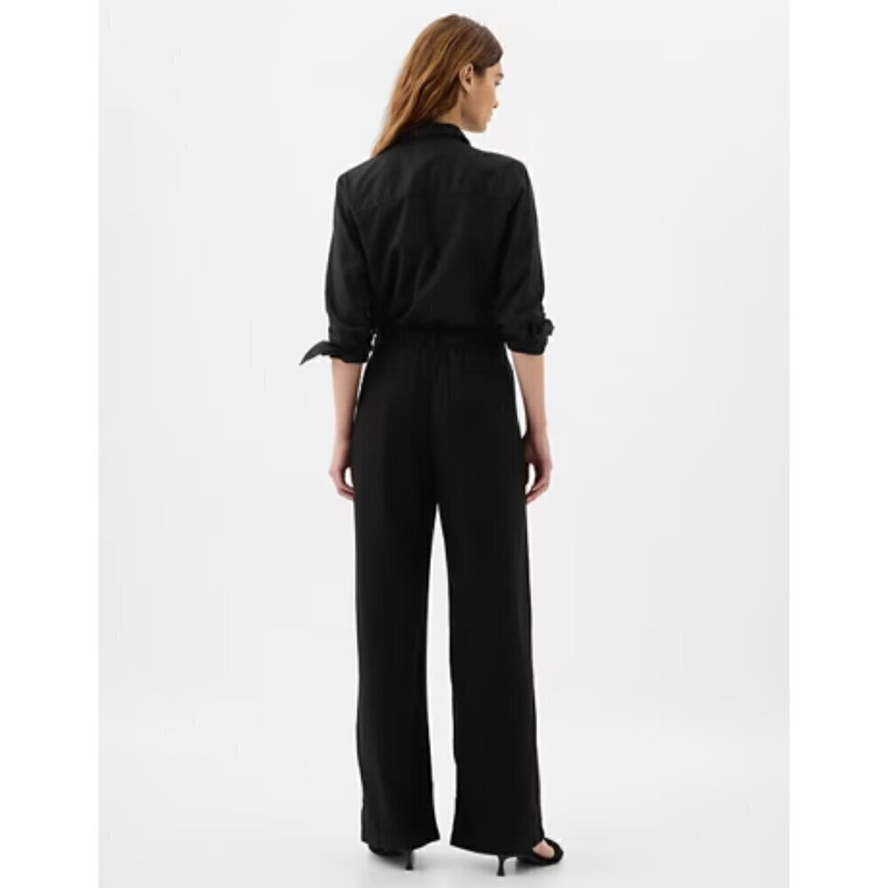 GAP High Rise Wide Leg Pleated Linen Trouser Pants Size 16 Black #875360 NWT $80 - Picture 2 of 11
